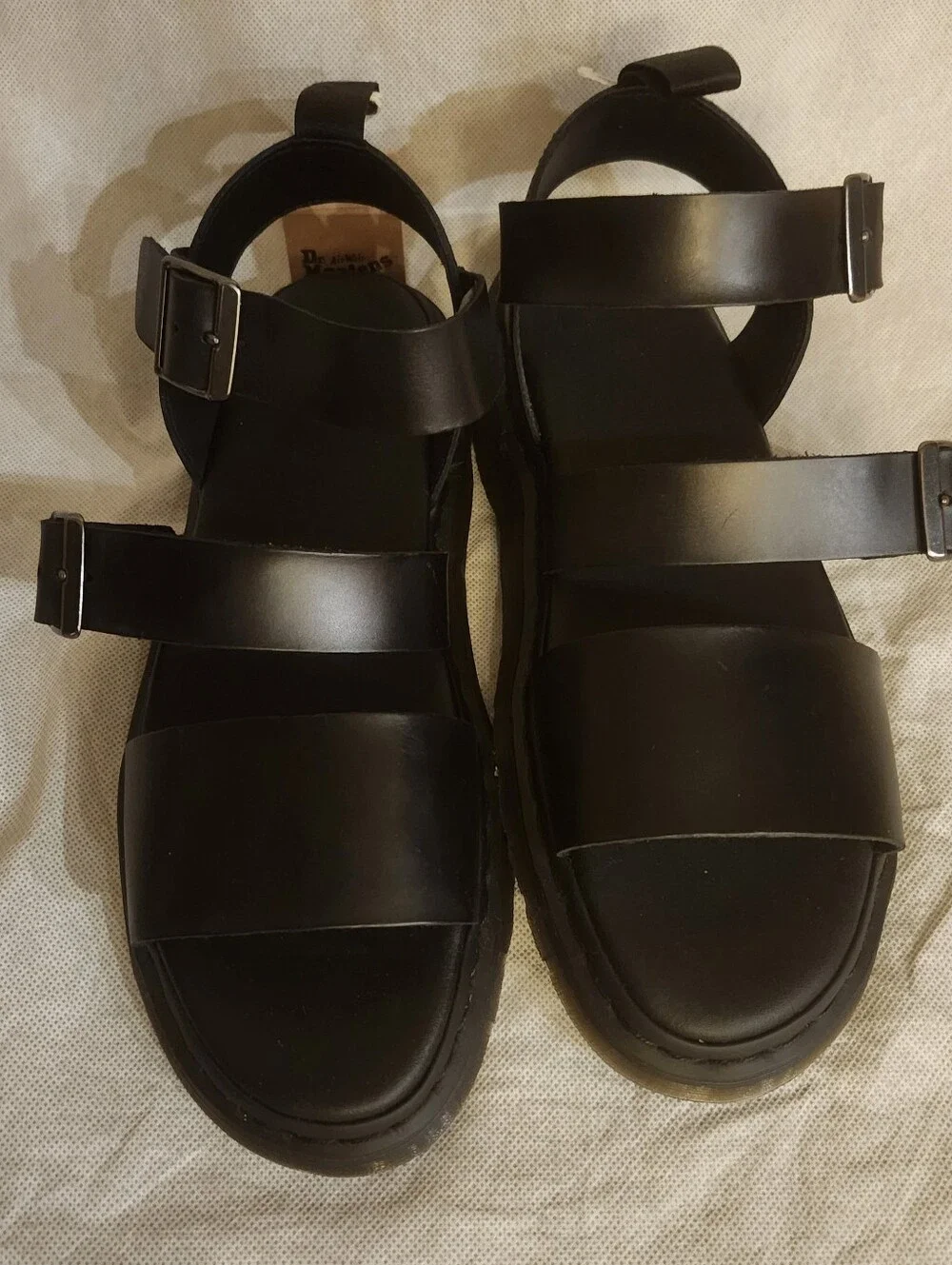 Dr. Martens Black Triple-Buckle Platform Sandals